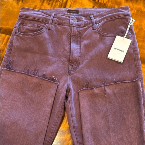 NWT Mother Women's Wine/Mauve Insider Crop Step Fray style Jeans Size 31 - Picture 7 of 12